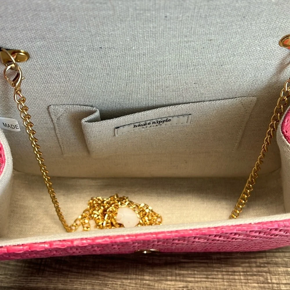 Haute Hippie | Pink Mini Bag w/ Bamboo Handle & Crossbody Chain - Picture 10 of 15